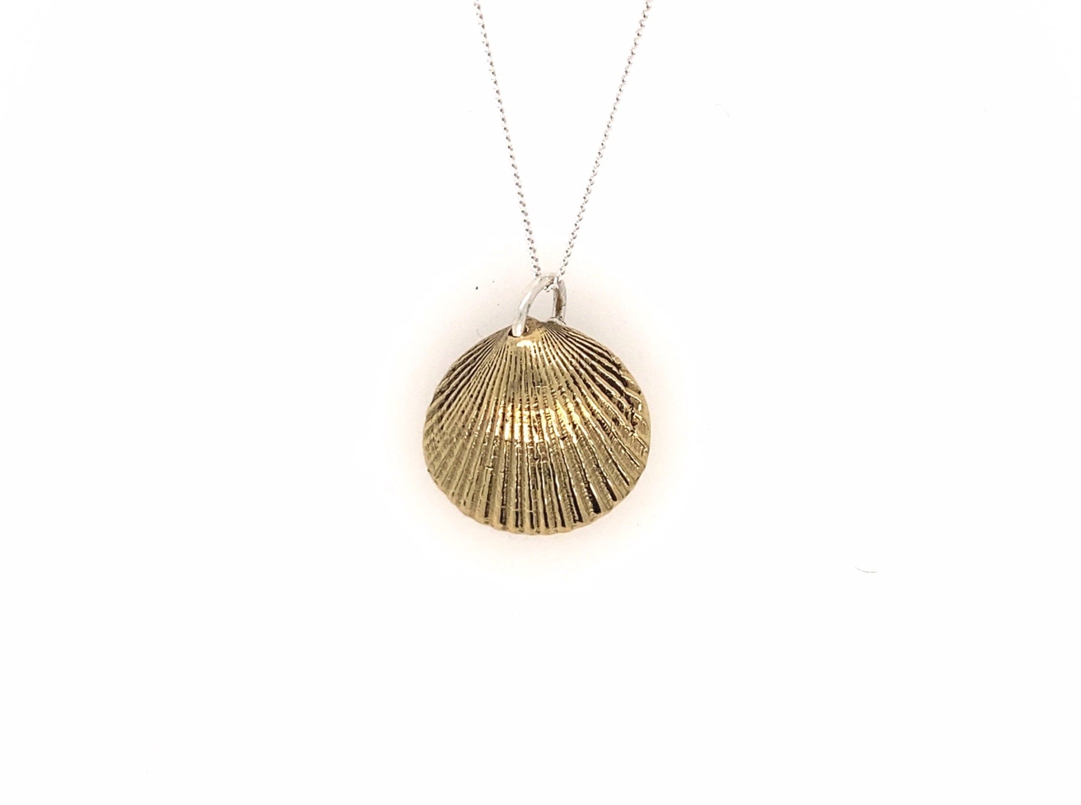 Bronze Cast Shell with Pearl Pendant