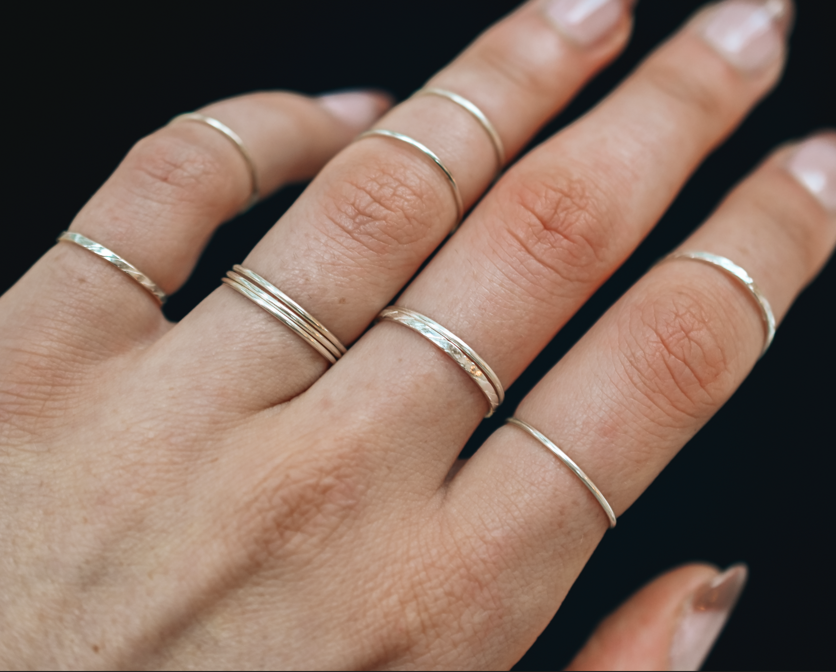 Hand Hammered Silver Stacking Rings