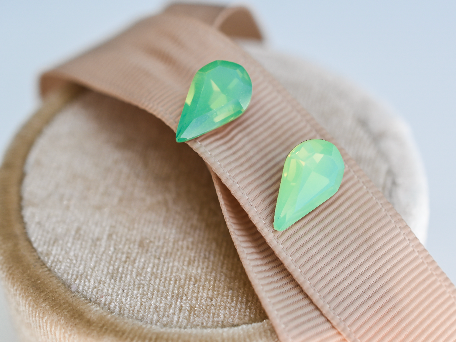 Gemstone Studs - Swarovski Green Opalite